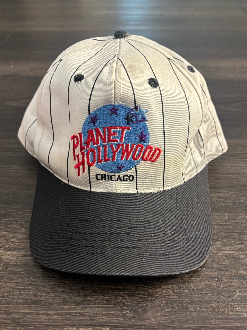 Vintage Planet Hollywood Pinstripe SnapBack Hat Cap ChicagoTheme Park